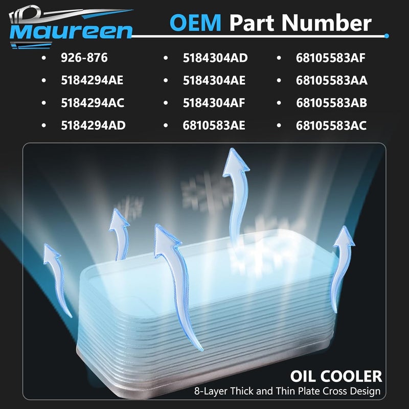 Maureen 926-959 926-876 Aluminum 3.6L Engine Oil Cooler with Oil Filter Housing,for 2011-2016 Jeep Grand Cherokee Wrangler Chrysler 200 300 Dodge Charger Challenger Journey Ram ProMaster - Image 4